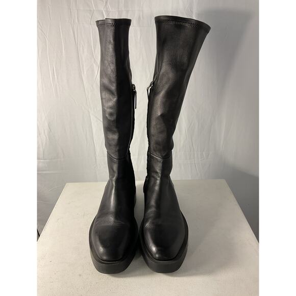 Givenchy Leather Black Squared Tall Boots Size 10 - Picture 4 of 7